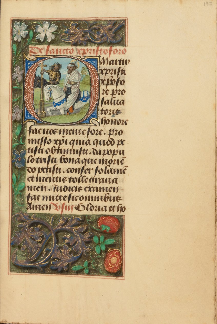 Inicjał O: Święty Krzysztof autorstwa Master of the Dresden Prayer Book