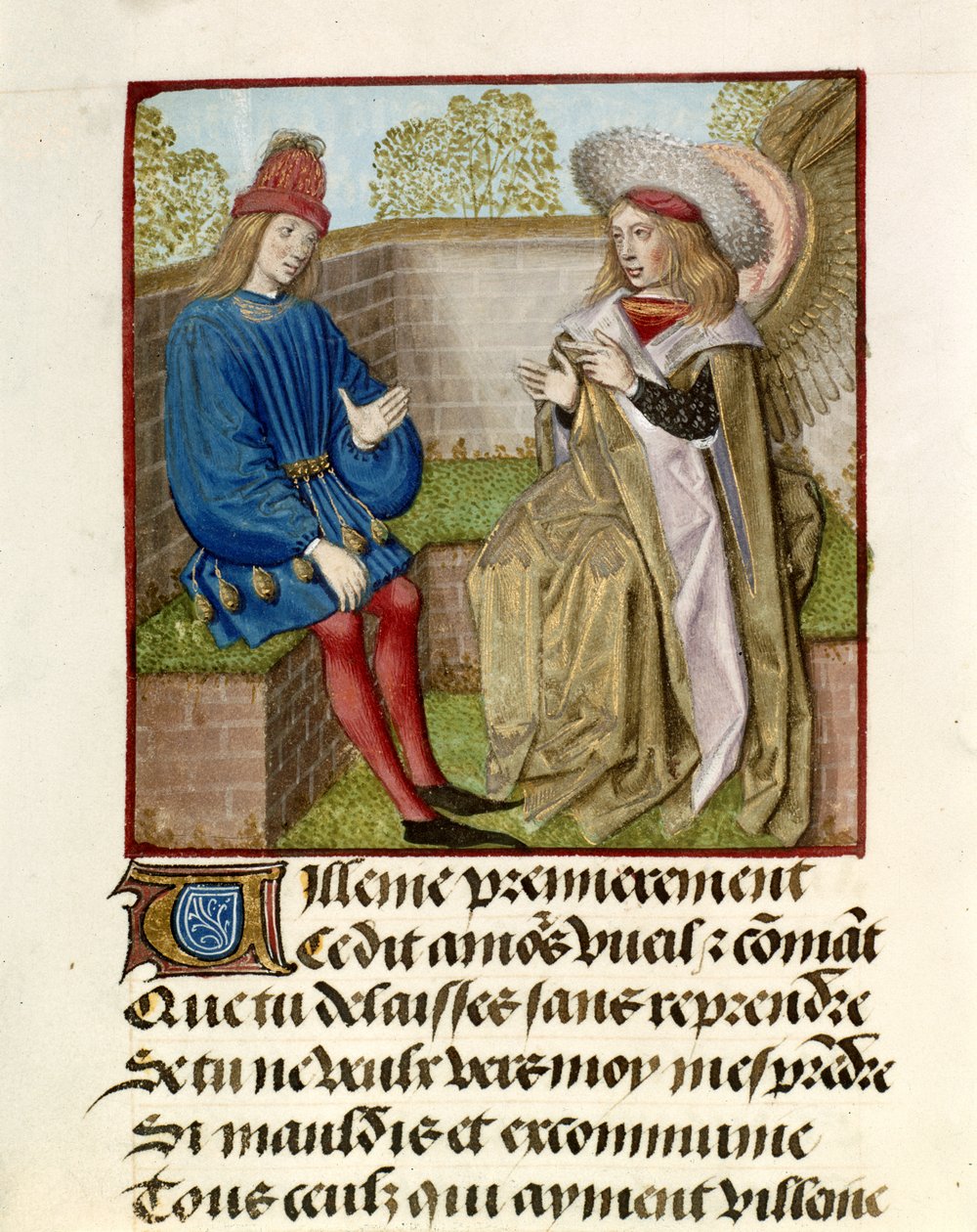Miłość poucza Kochankę z „Le Roman de la Rose” autorstwa Master of the Dresden Prayer Books