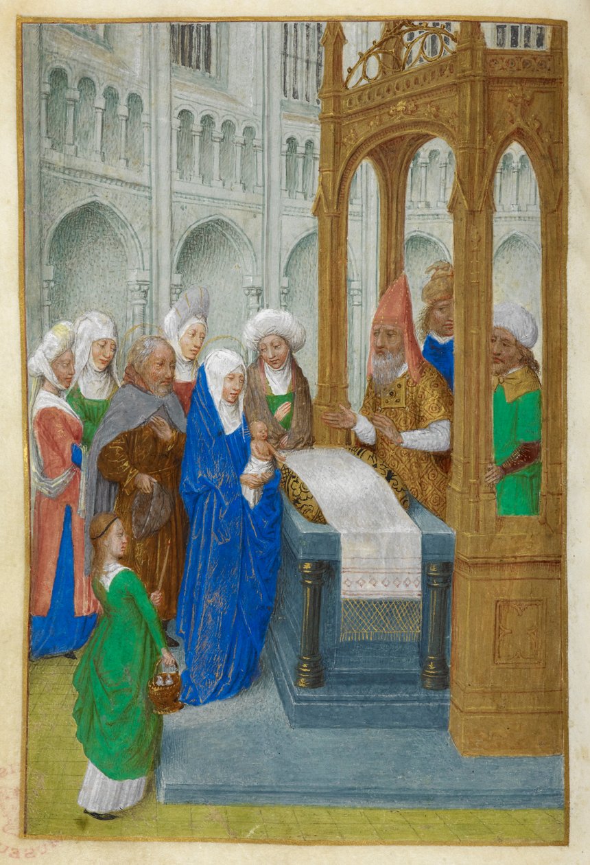 Ofiarowanie w świątyni. autorstwa Master of the Dresden Prayer Books