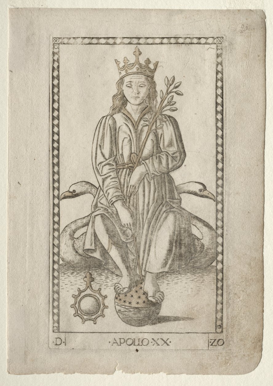 Apollo (z Tarocchi, seria D: Apollo i muzy, nr 20) autorstwa Master of the E Series Tarocchi