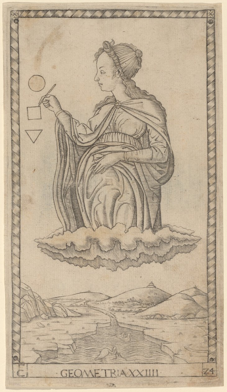 Geometria (Geometria) autorstwa Master of the E Series Tarocchi