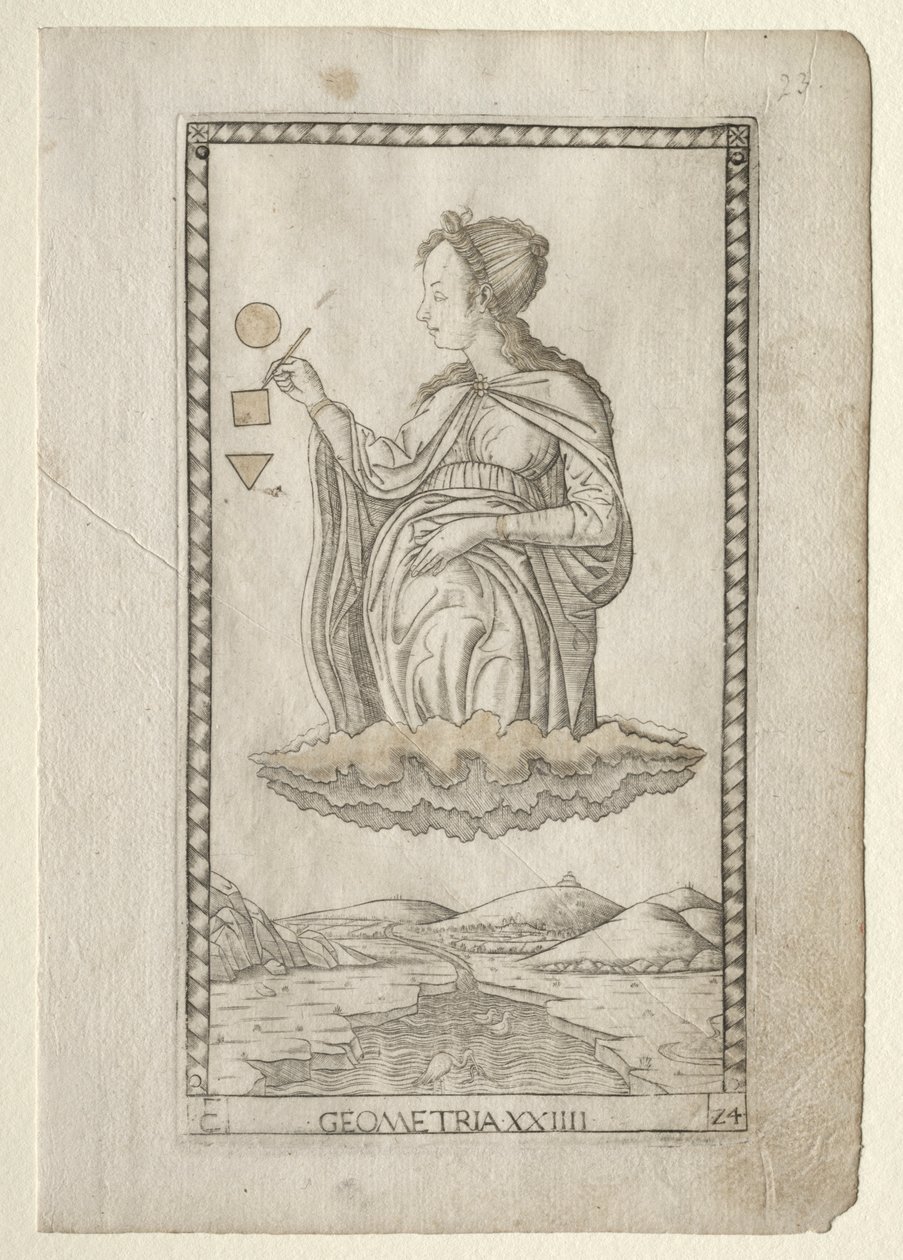 Geometria z Tarocchi, seria C: Liberal Arts, #24, przed 1467. autorstwa Master of the E Series Tarocchi