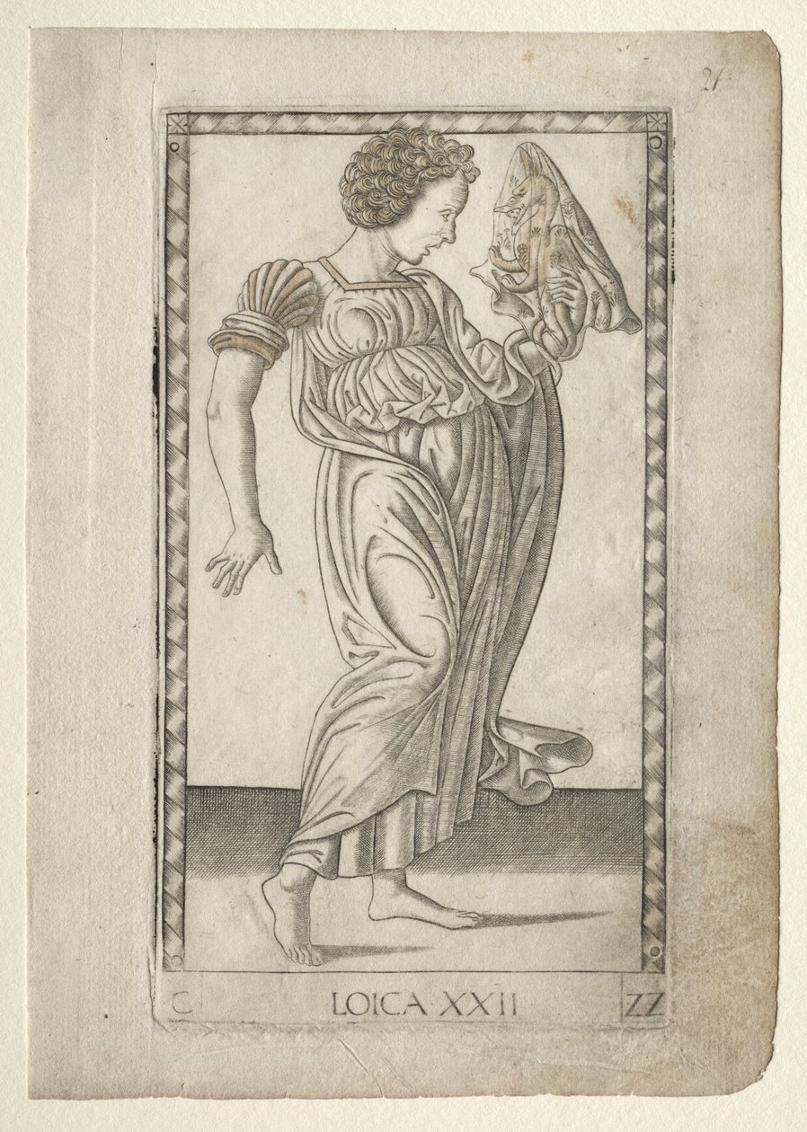 Logika z Tarocchi, seria C: Liberal Arts, #22, przed 1467. autorstwa Master of the E Series Tarocchi