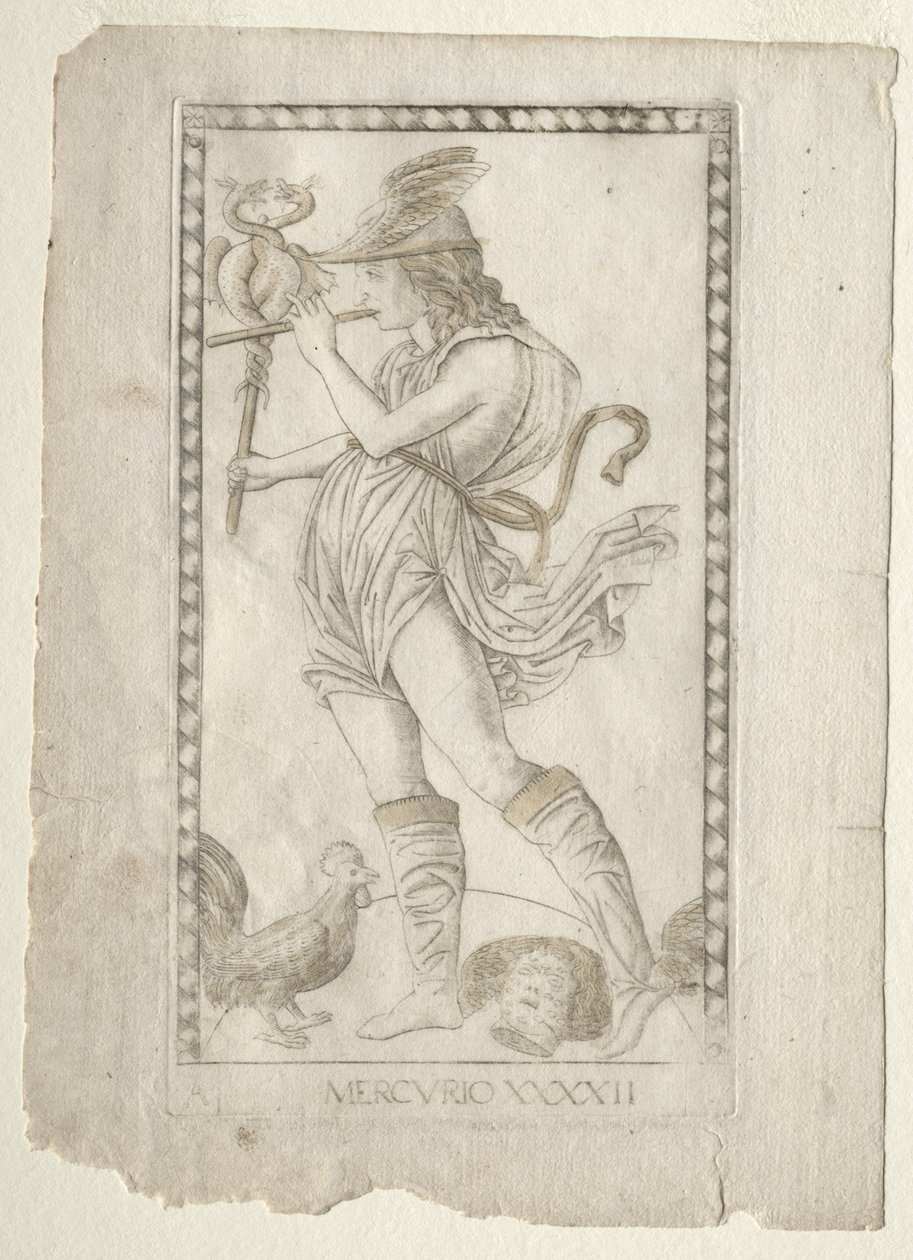 Merkury (z Tarocchi, seria A: Firmaments of the Universe, #42) autorstwa Master of the E Series Tarocchi