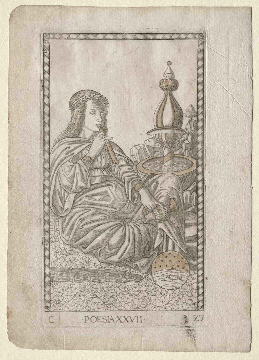Poezja z Tarocchi, seria C: Liberal Arts, #27, przed 1467. autorstwa Master of the E Series Tarocchi