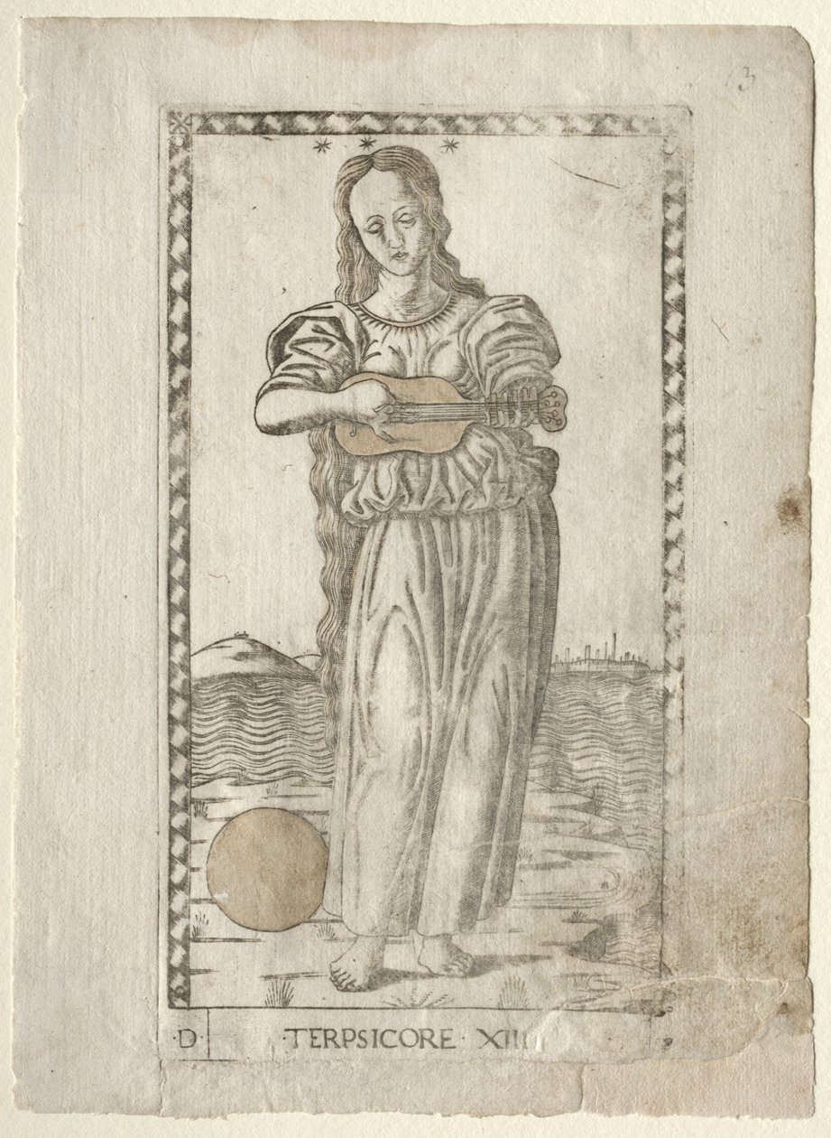 Terpsichore (taniec i pieśń) (z serii Tarocchi D: Apollo and the Muses, #13) autorstwa Master of the E Series Tarocchi