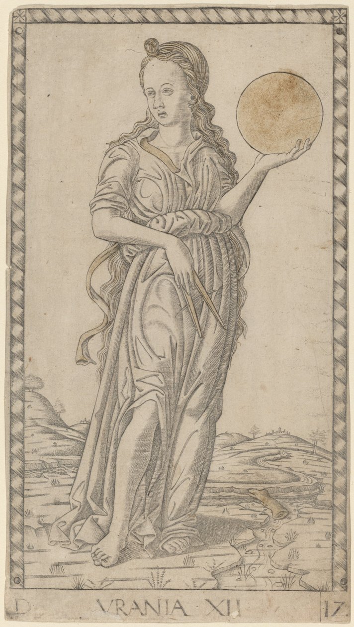 Urania autorstwa Master of the E Series Tarocchi