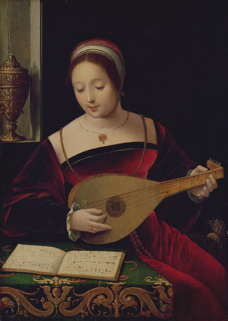 Maria Magdalena grająca na lutni autorstwa Master of the Female Half Lengths