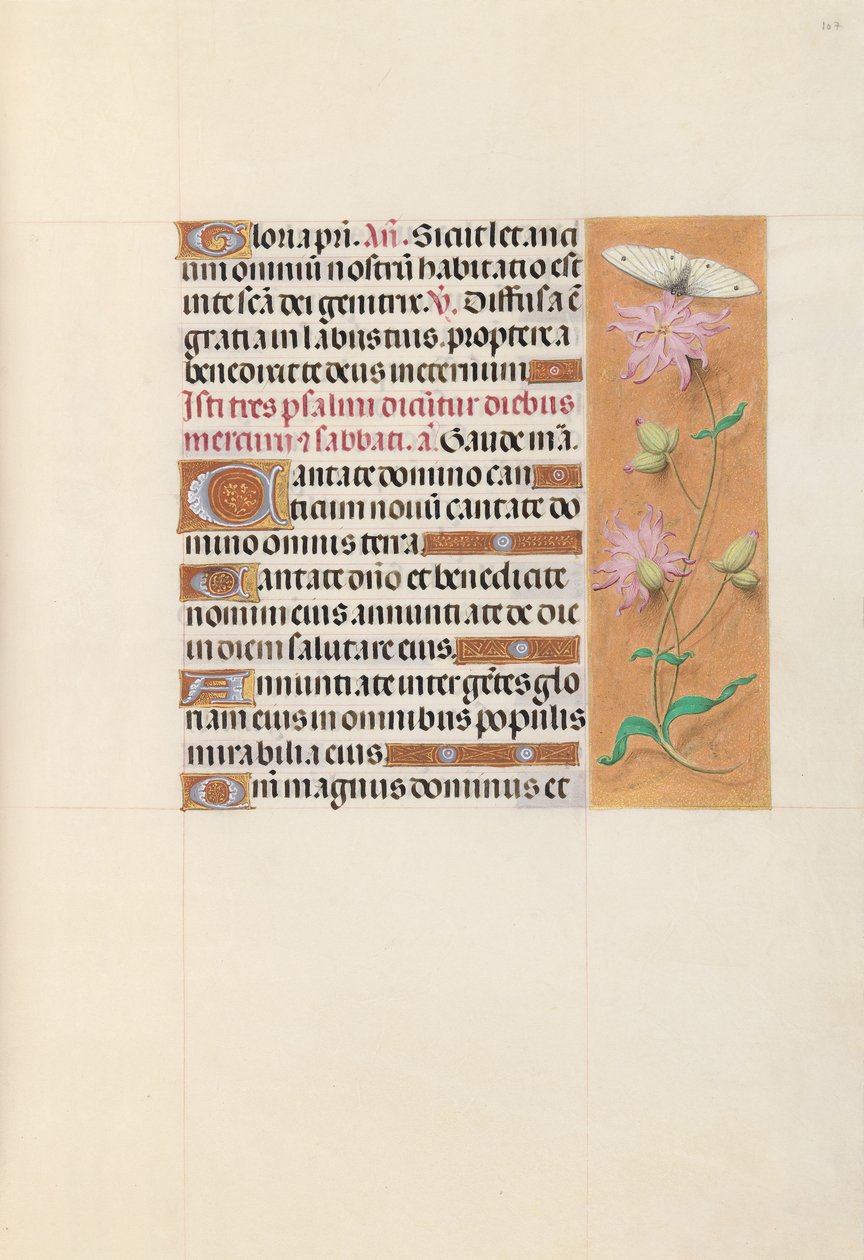 Godziny królowej Izabeli Katolickiej, królowej Hiszpanii: Fol. 107r, ok. 1500. autorstwa Master of the First Prayerbook of Maximillian