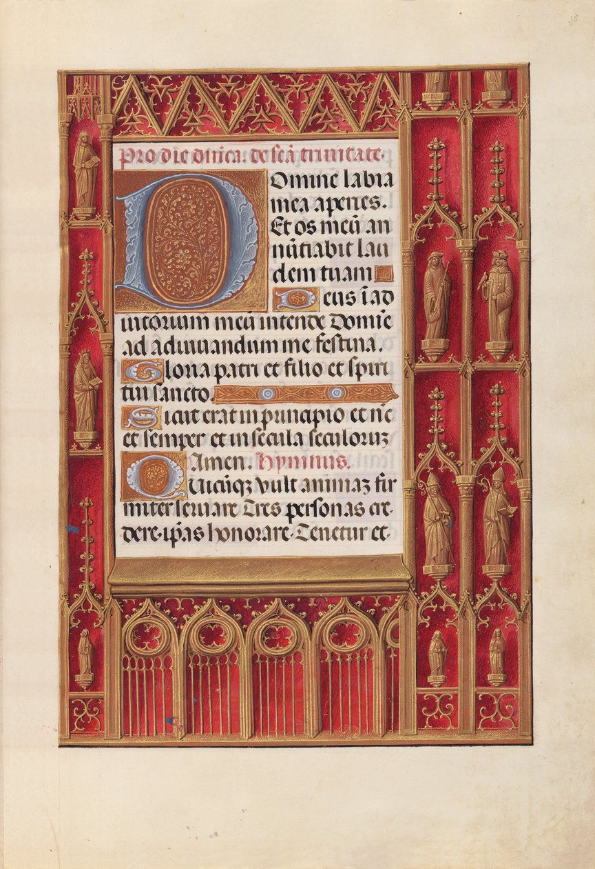 Godziny królowej Izabeli Katolickiej, królowej Hiszpanii: Fol. 18r, ok. 1500. autorstwa Master of the First Prayerbook of Maximillian
