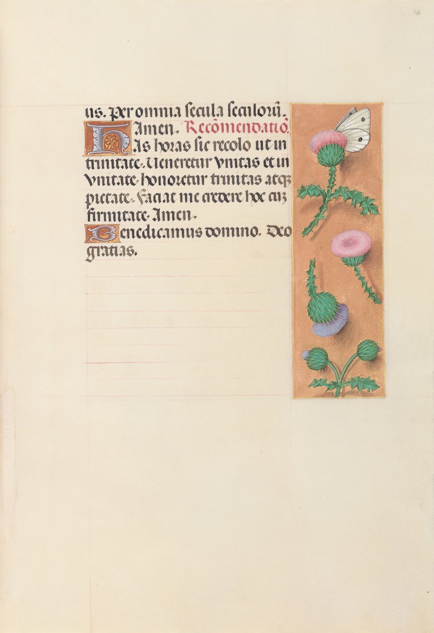 Godziny królowej Izabeli Katolickiej, królowej Hiszpanii: Fol. 23r, ok. 1500. autorstwa Master of the First Prayerbook of Maximillian