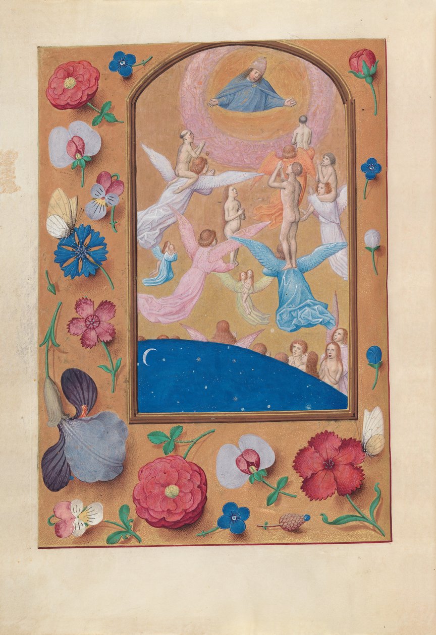 Godziny królowej Izabeli Katolickiej, królowej Hiszpanii: Fol. 24v, Dusze zbawionych, c. 1500. autorstwa Master of the First Prayerbook of Maximillian