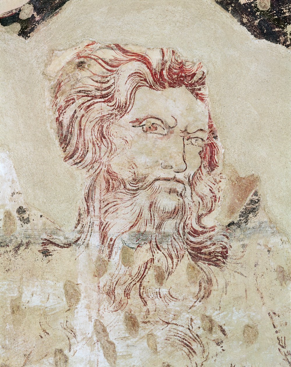 Fragment św. Onufrego i scena z jego życia (podbarwiony rysunek i malowidło ścienne) autorstwa Master of the Fogg Pieta