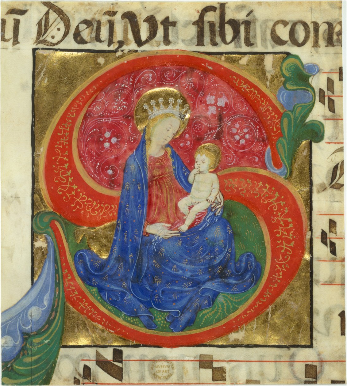 Rękopis Iluminacja z Matką Boską z Dzieciątkiem w inicjał..., poł. XV w. autorstwa Master of the Franciscan Breviary