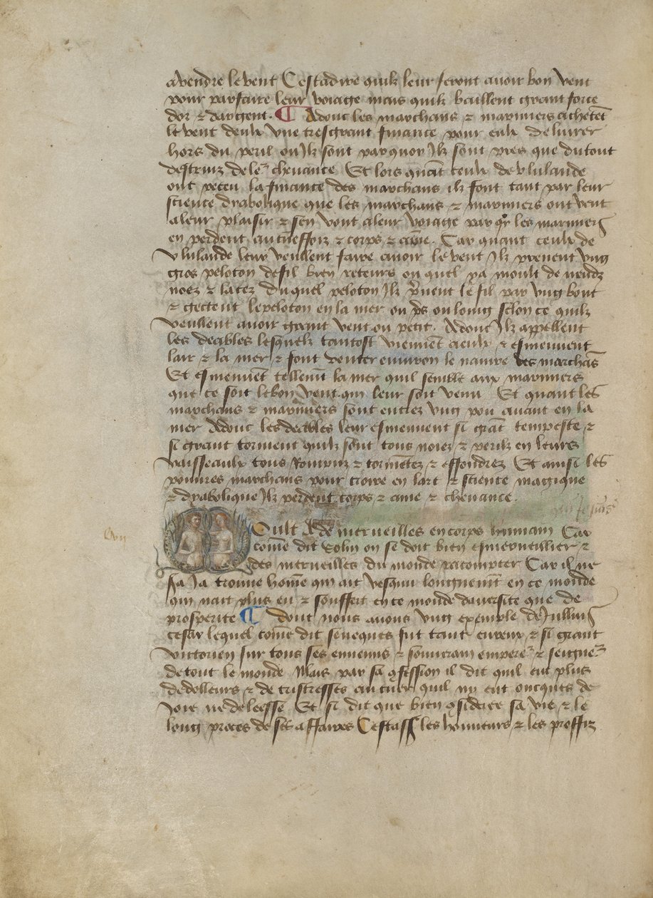 Historiated Initial M: Portret popiersiowy mężczyzny i kobiety autorstwa Master of the Geneva Boccaccio