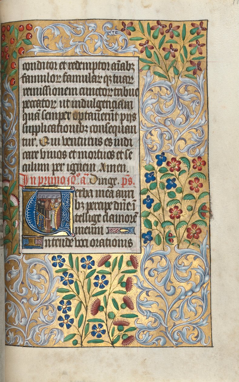 Księga godzin Korzystanie z Rouen: fol. 110r, Msza za zmarłych w inicjale, rozdz. 1470. autorstwa Master of the Geneva Latini