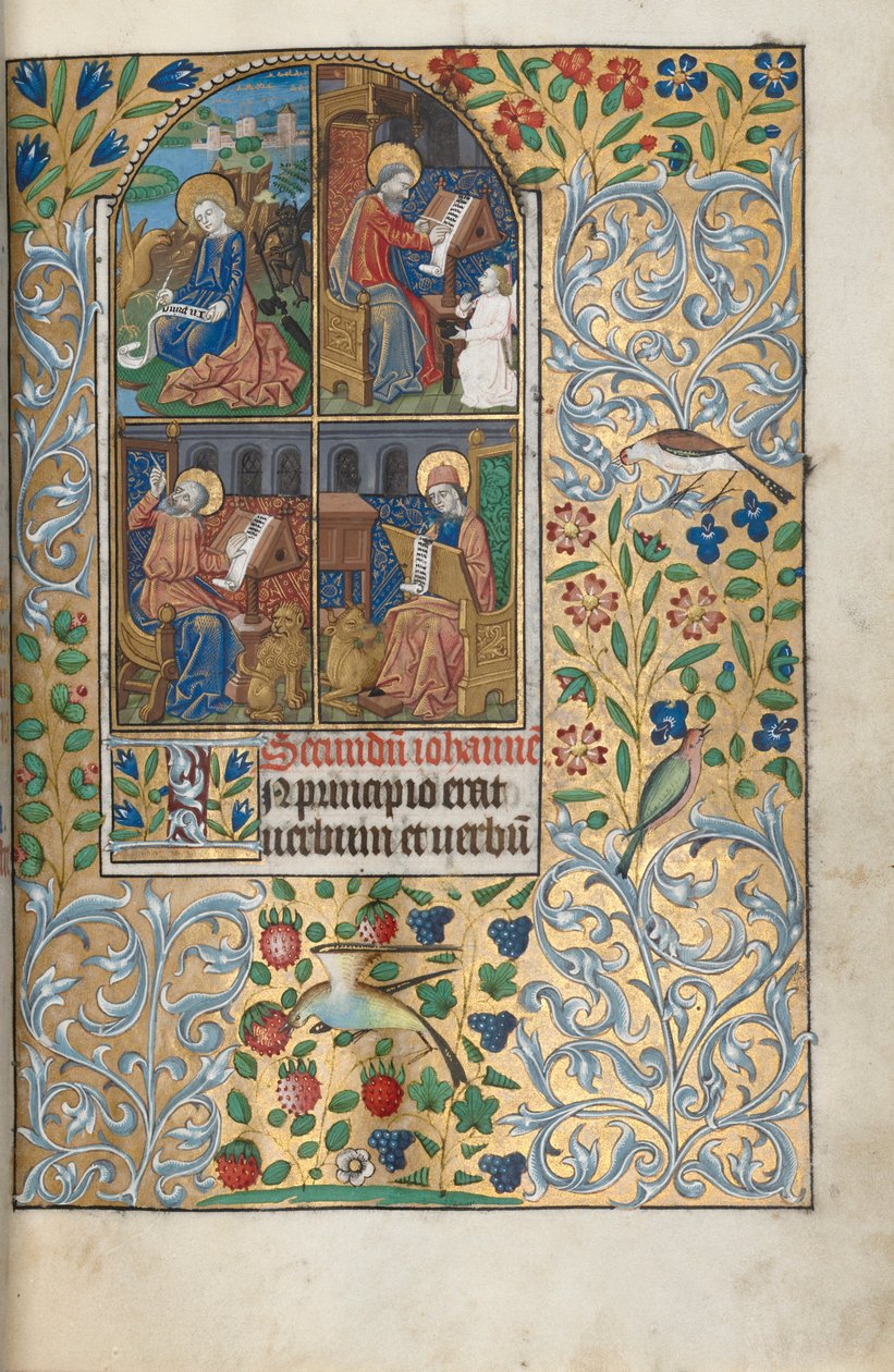 Księga godzin Korzystanie z Rouen: fol. 13r, Czterej ewangeliści, ok. n.e. 1470. autorstwa Master of the Geneva Latini