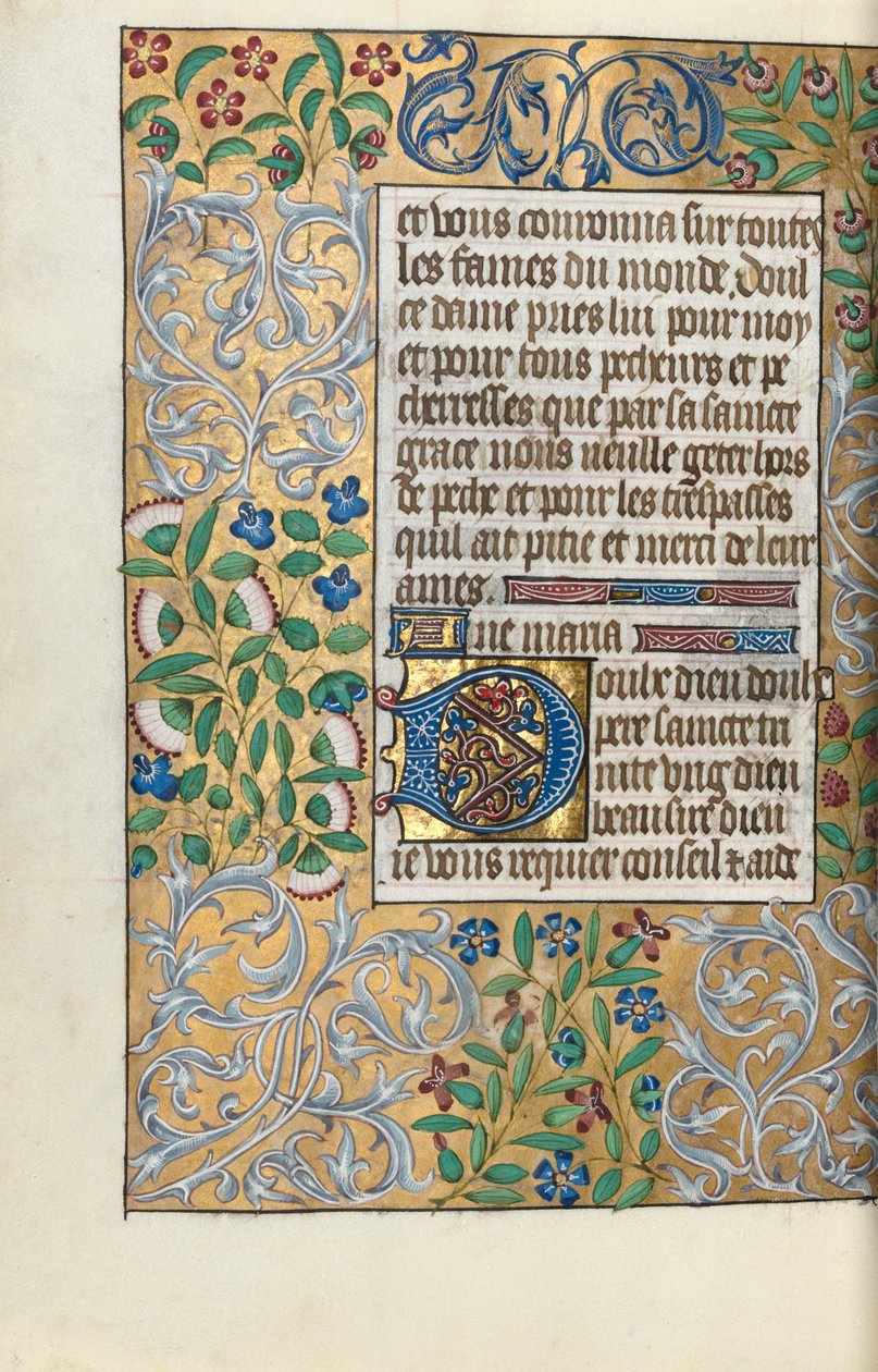 Księga godzin Korzystanie z Rouen: fol. 151v, Opracowana granica listowia, c. 1470. autorstwa Master of the Geneva Latini
