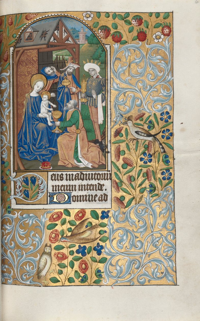 Księga godzin Korzystanie z Rouen: fol. 64r, Pokłon Trzech Króli, c. 1470. autorstwa Master of the Geneva Latini