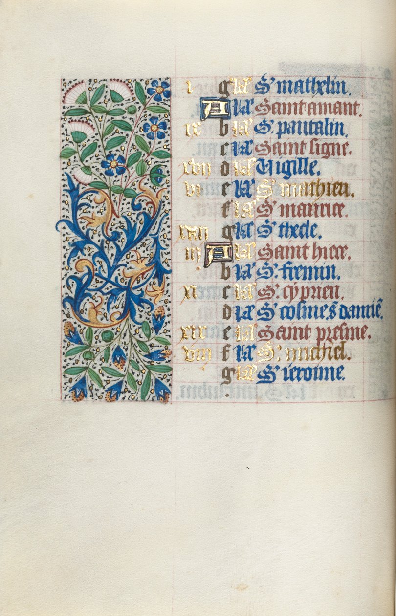 Księga godzin Korzystanie z Rouen: fol. 9v, ok. 1470. autorstwa Master of the Geneva Latini