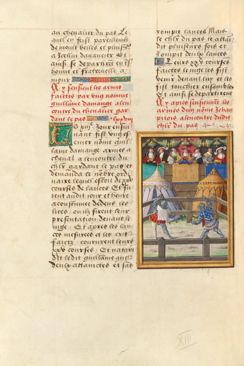Jacques de Lalaing walczący z Esquire Jean Pitois podczas przekazania broni Fontanny Łez autorstwa Master of the Getty Lalaing