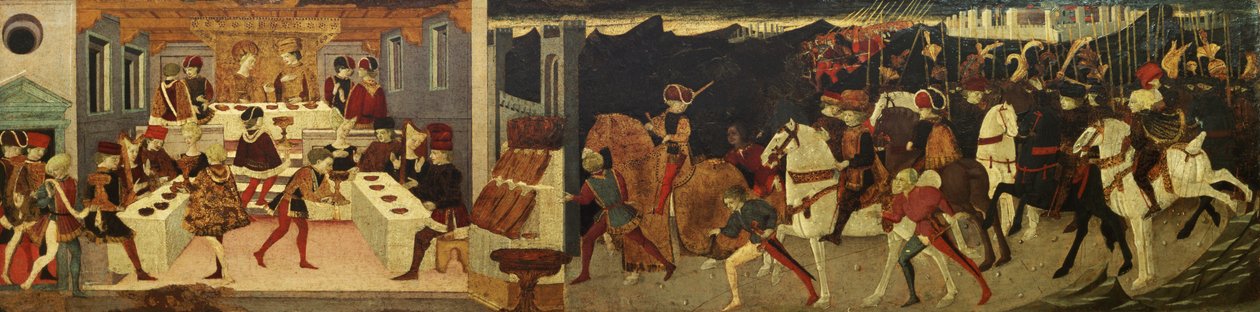 Opowieść o Alatielu, na koniu i na bankiecie (panel) autorstwa Master of the Jarves Chest