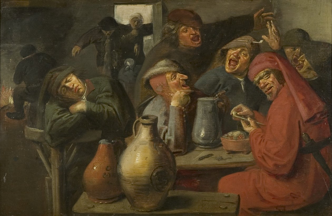 Wnętrze karczmy, Chłopska hulanka, ok. 1635 (olej na desce) autorstwa Master of the Large Jar