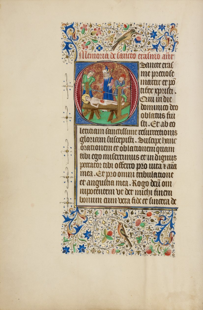 Inicjał O: Męczeństwo świętego Erazma autorstwa Master of the Llangattock Hours
