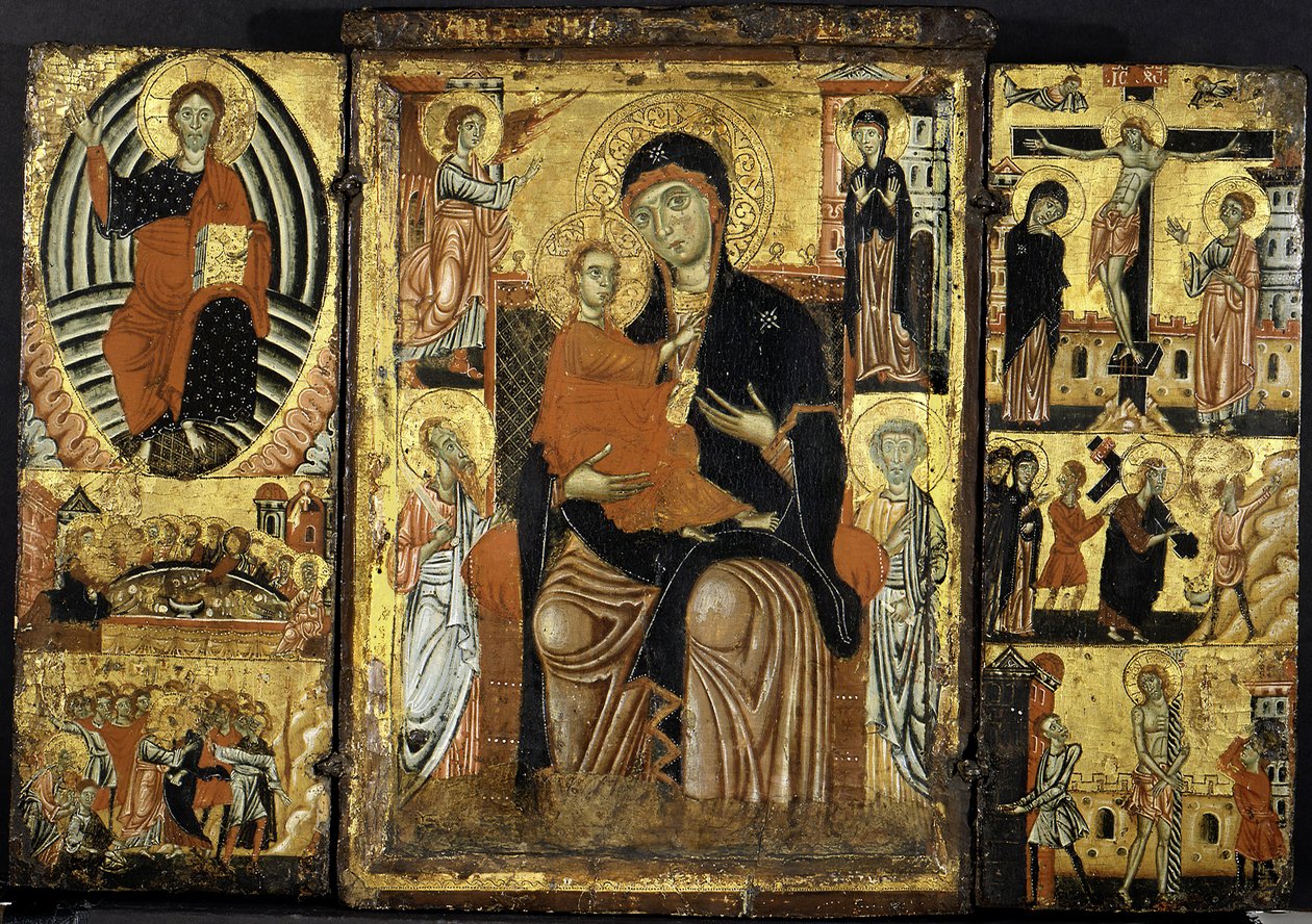 Madonna z Dzieciątkiem na tronie. autorstwa Master of the Magdalen