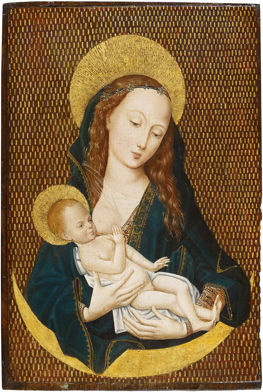 Maria lactans na półksiężycu, ok. 1485 autorstwa Master of the Magdalen Legend,