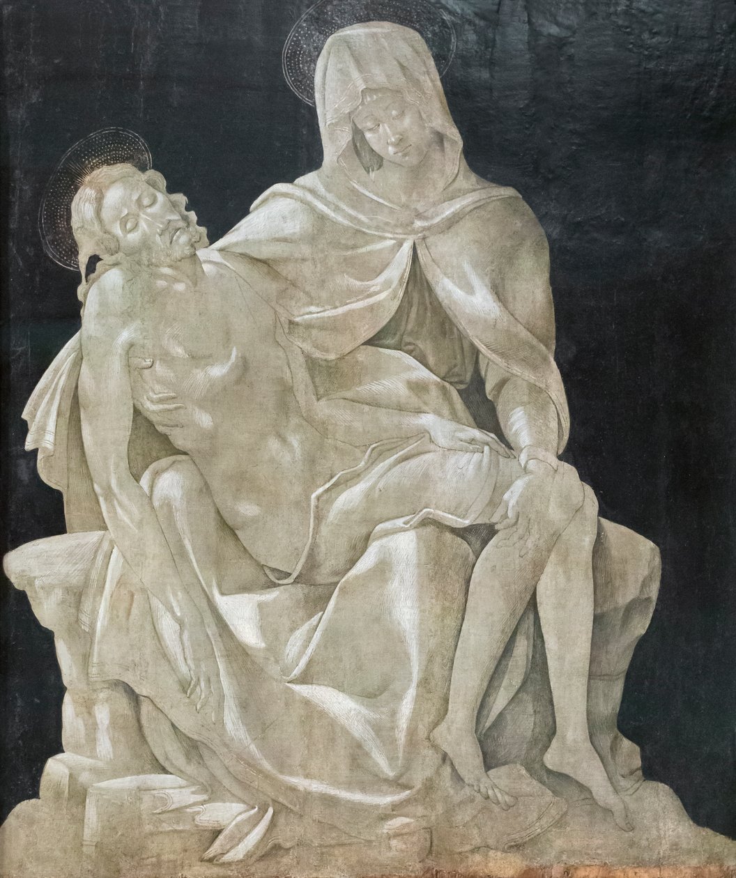 Opłakujący zmarłego Chrystusa (Pietę), mistrza Madonny z Manchesteru autorstwa Master of the Manchester Madonna (attr. to)
