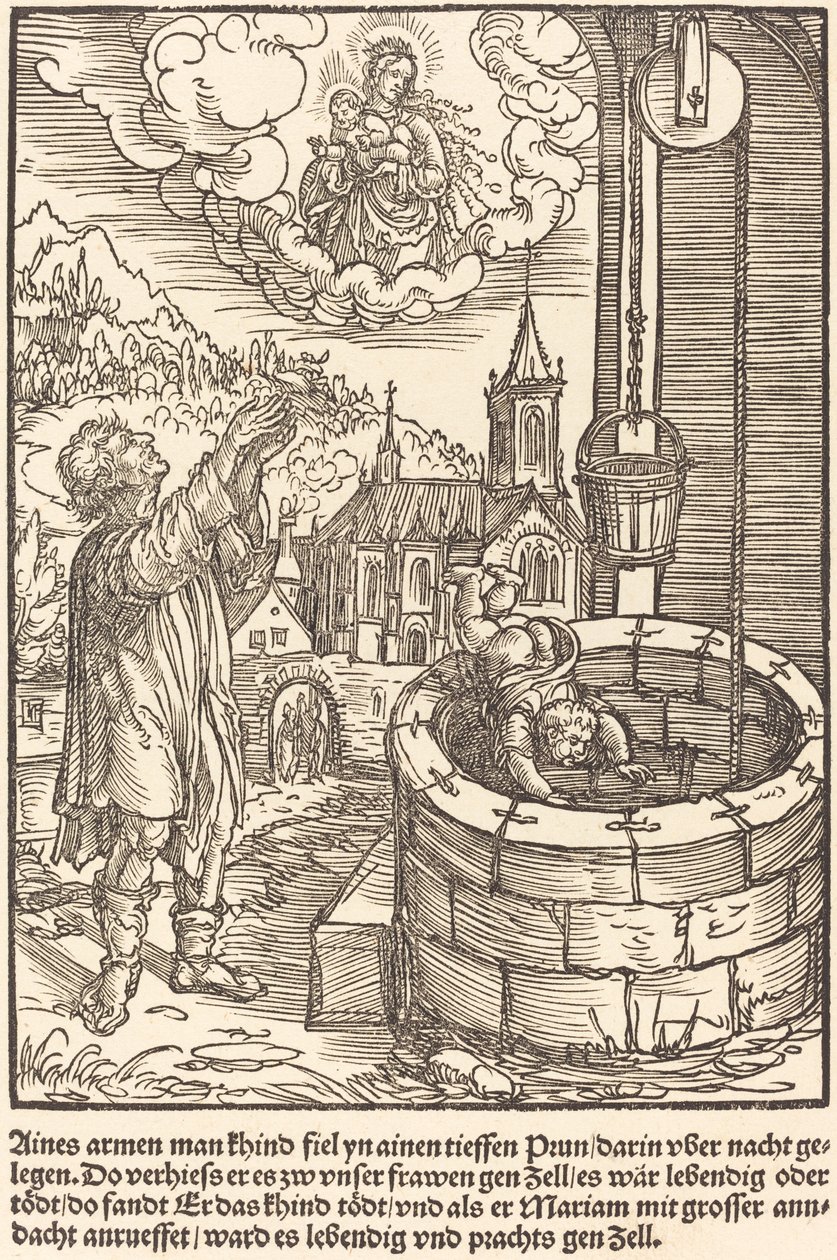 Aines biedny człowiek upadł... autorstwa Master of the Miracles of Mariazell