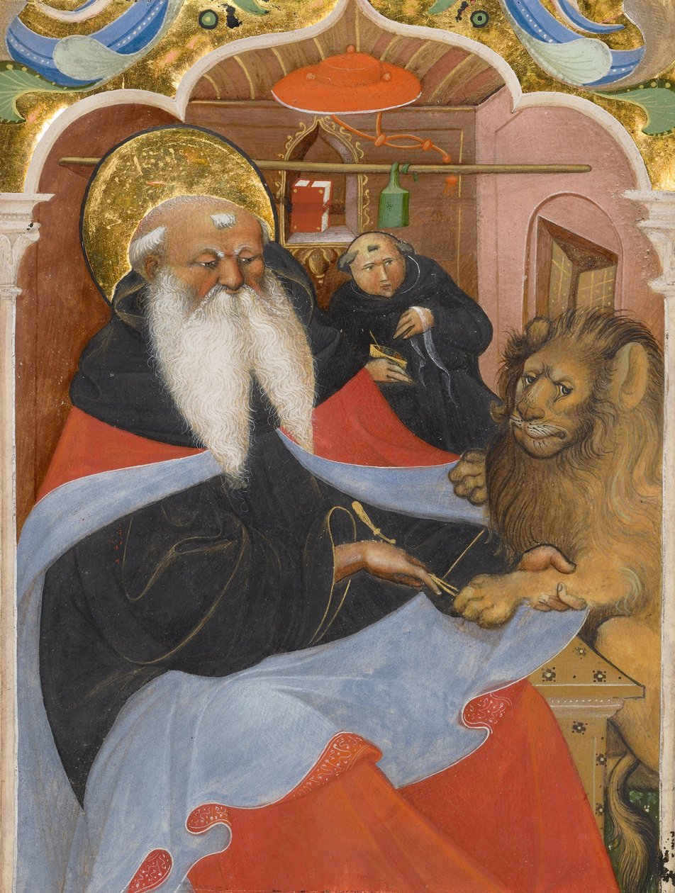 Święty Hieronim wyrywający cierń z łapy lwa autorstwa Master of the Murano Gradual