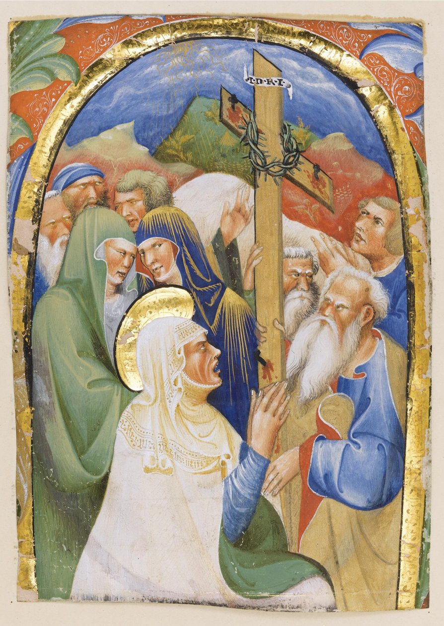 Znalezienie Krzyża Świętego. Z rękopisu Graduał, ok. 1420 autorstwa Master of the Murano Gradual