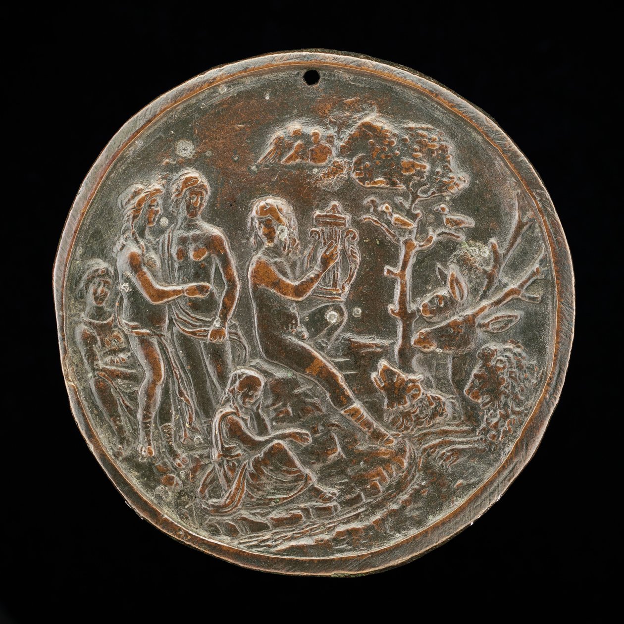 Orfeusz bawiący się ze zwierzętami, 4. ćw. XV w. autorstwa Master of the Orpheus Legend