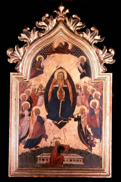 Madonna w mandorli z aniołami tworzącymi muzykę autorstwa Master of the Osservanza