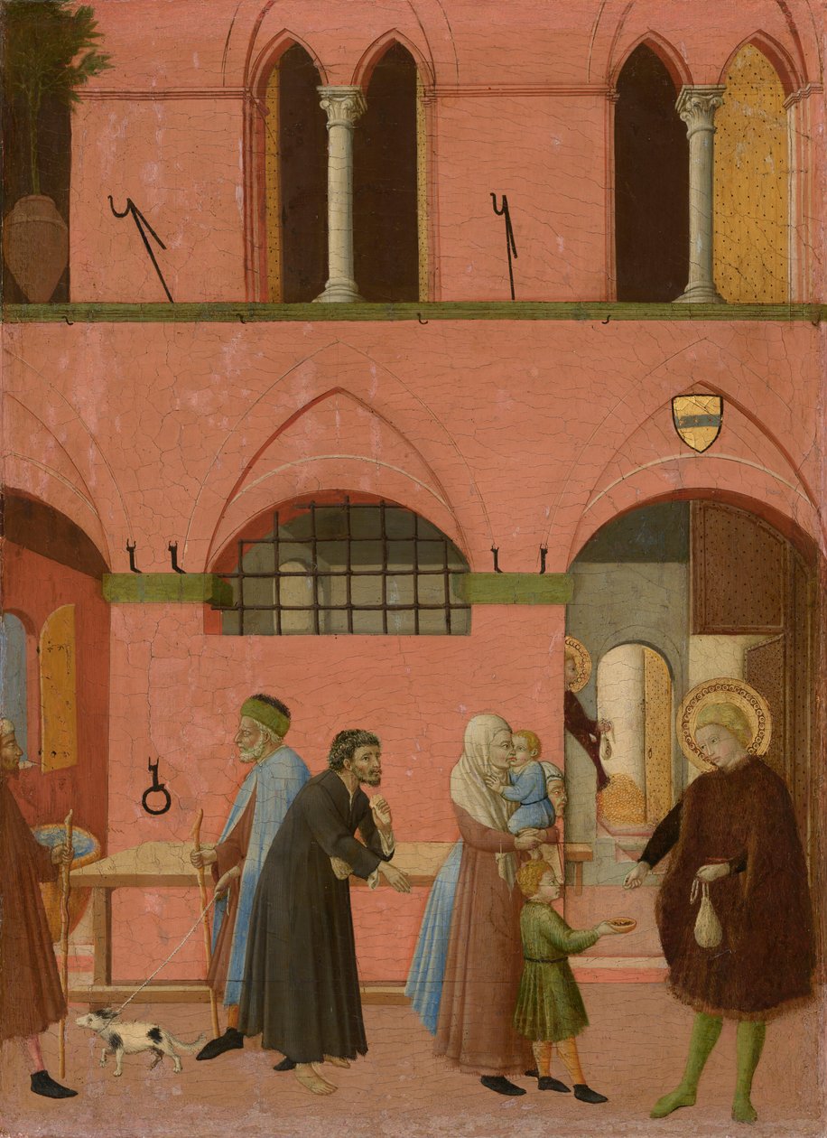 Święty Antoni rozdający swój majątek ubogim, ok. 1430-1435 (tempera na płycie z topoli) autorstwa Master of the Osservanza