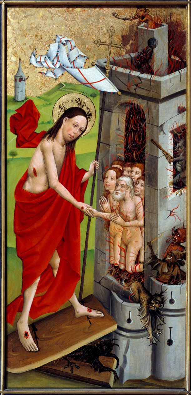 Chrystus z otchłanią Obraz na drewnie autorstwa mistrza Górnego Renu (XV w.) 1460 Lyon, Musee des Beaux Arts autorstwa Master of the Rhine