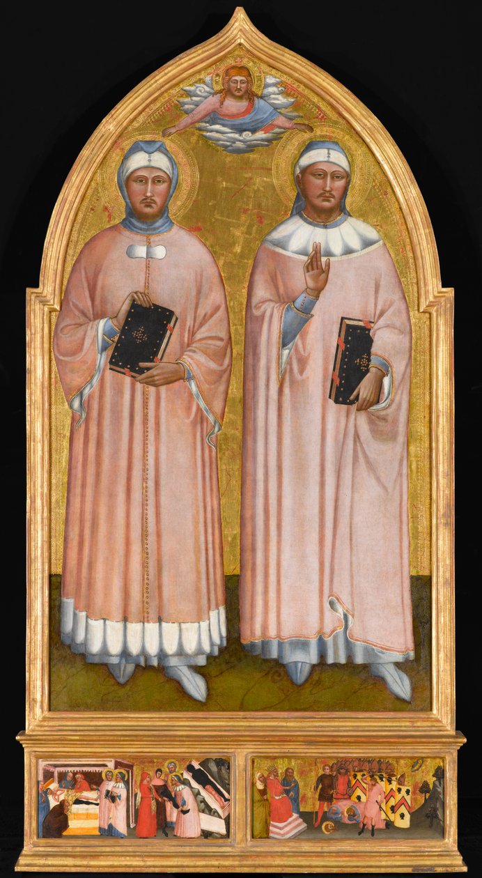 Św. Kosma i Damian, ok. 1370-1375 (tempera i złote liście na płycie) autorstwa Master of the Rinuccini Chapel