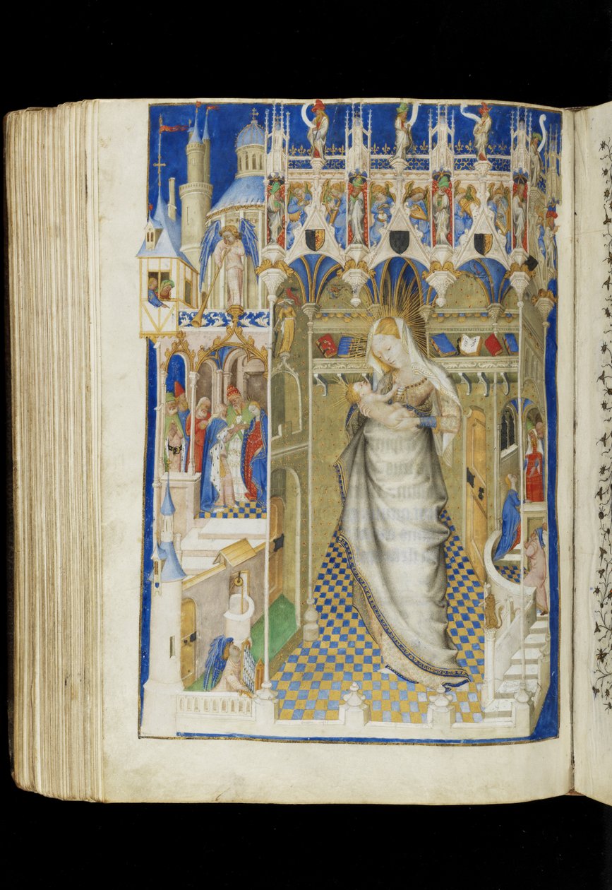 Ms 62 f.141v, Madonna z Dzieciątkiem, z Księgi Godzin, francuski, c.1445-50 autorstwa Master of the Rohan Hours