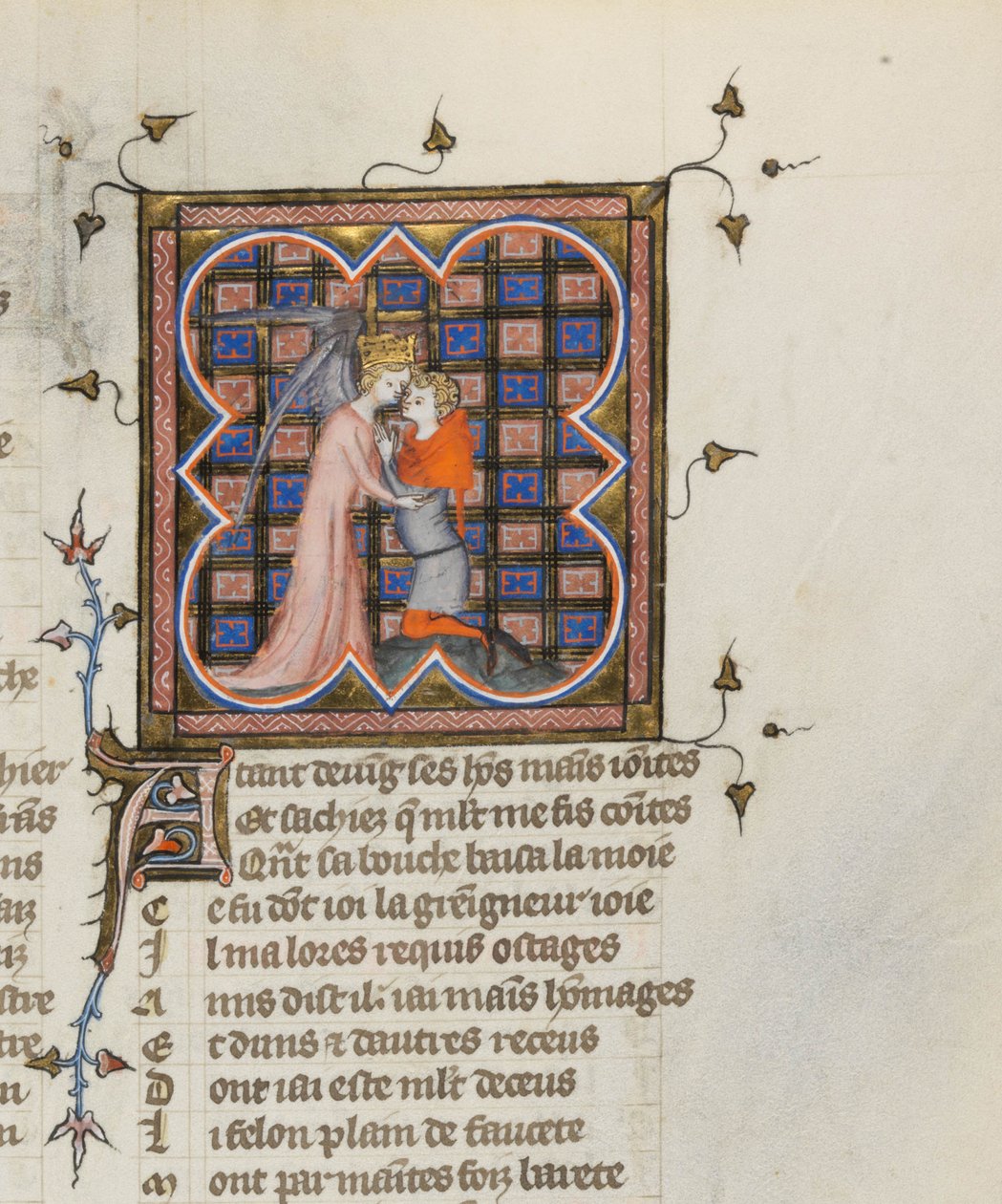 Miniatura z rękopisu Roman de la Rose autorstwa Guillaume de Lorris i Jean de Meun, 1353 autorstwa Master of the Rose novels