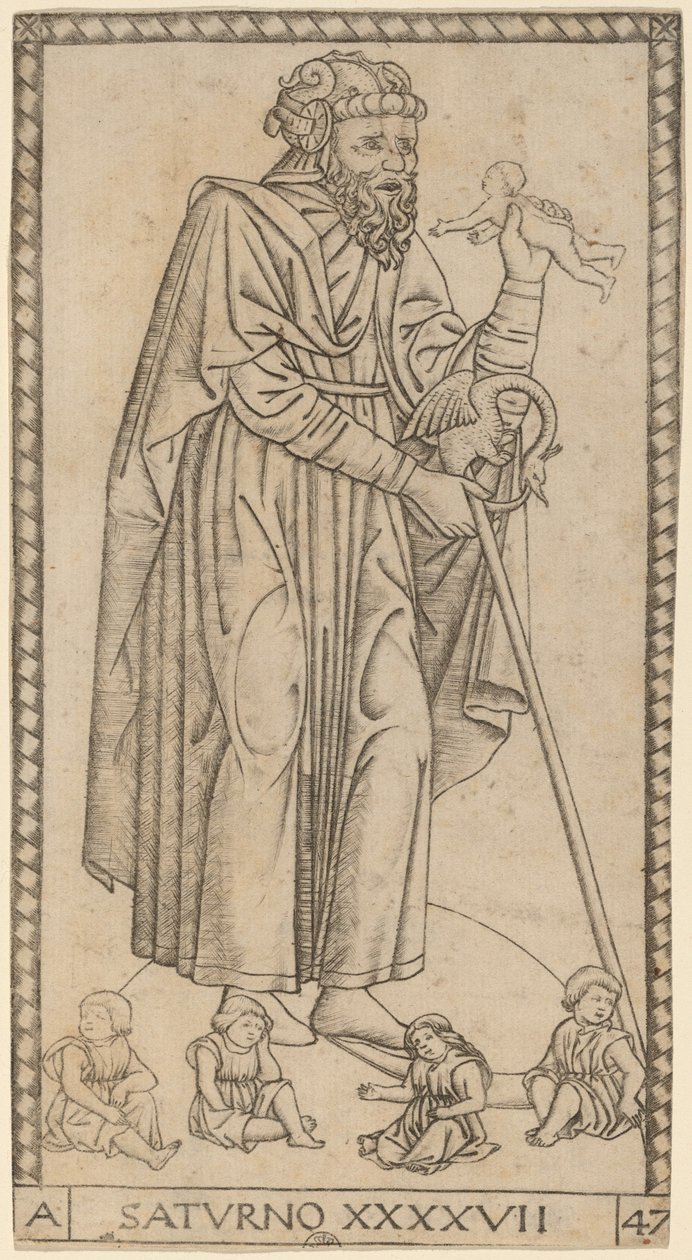 Saturno (Saturn) autorstwa Master of the S Series Tarocchi