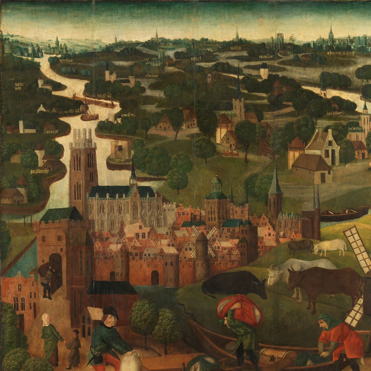 Powódź w dniu św. Elżbiety Zewnętrzne lewe skrzydło ołtarza z powodzią św. Elżbiety, 18-19 listopada 1421, z miastem Dordrecht w tle autorstwa Master of the St Elizabeth Panels