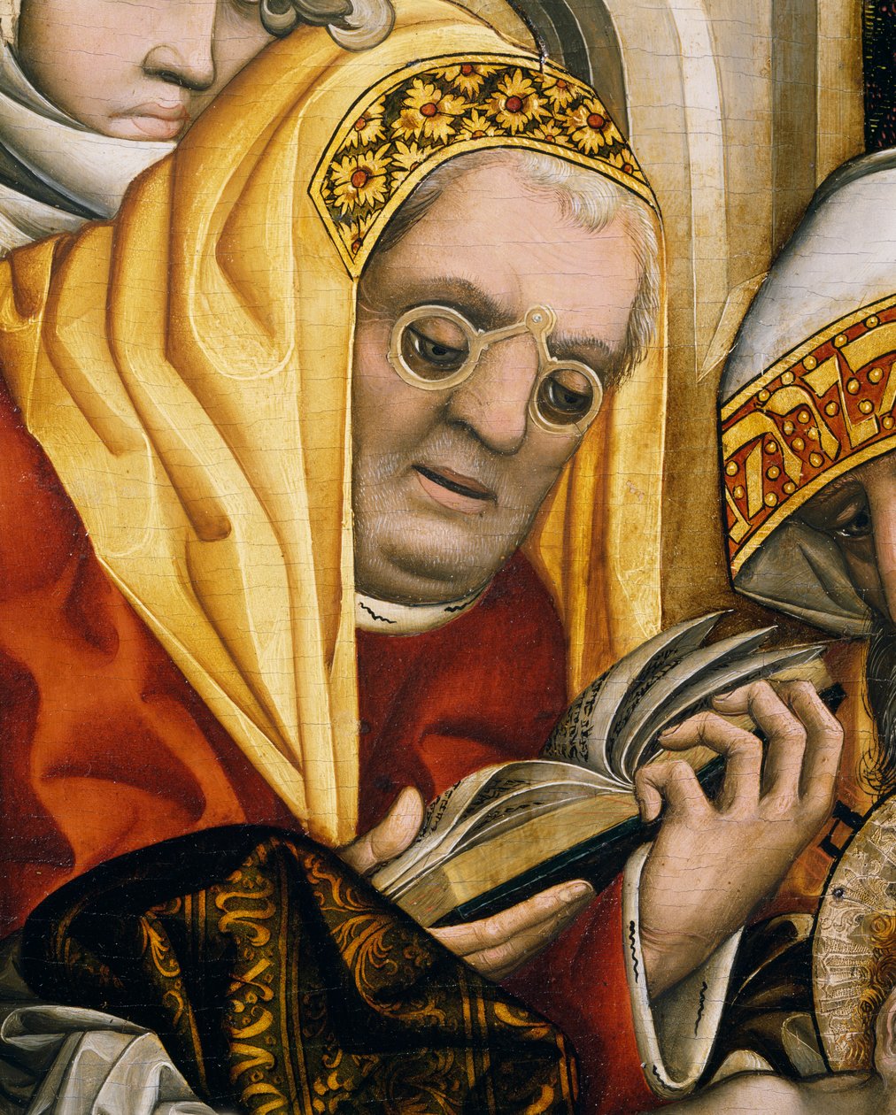 Ksiądz w okularach, fragment z Obrzezania Chrystusa autorstwa Master of the Tucher Altarpiece
