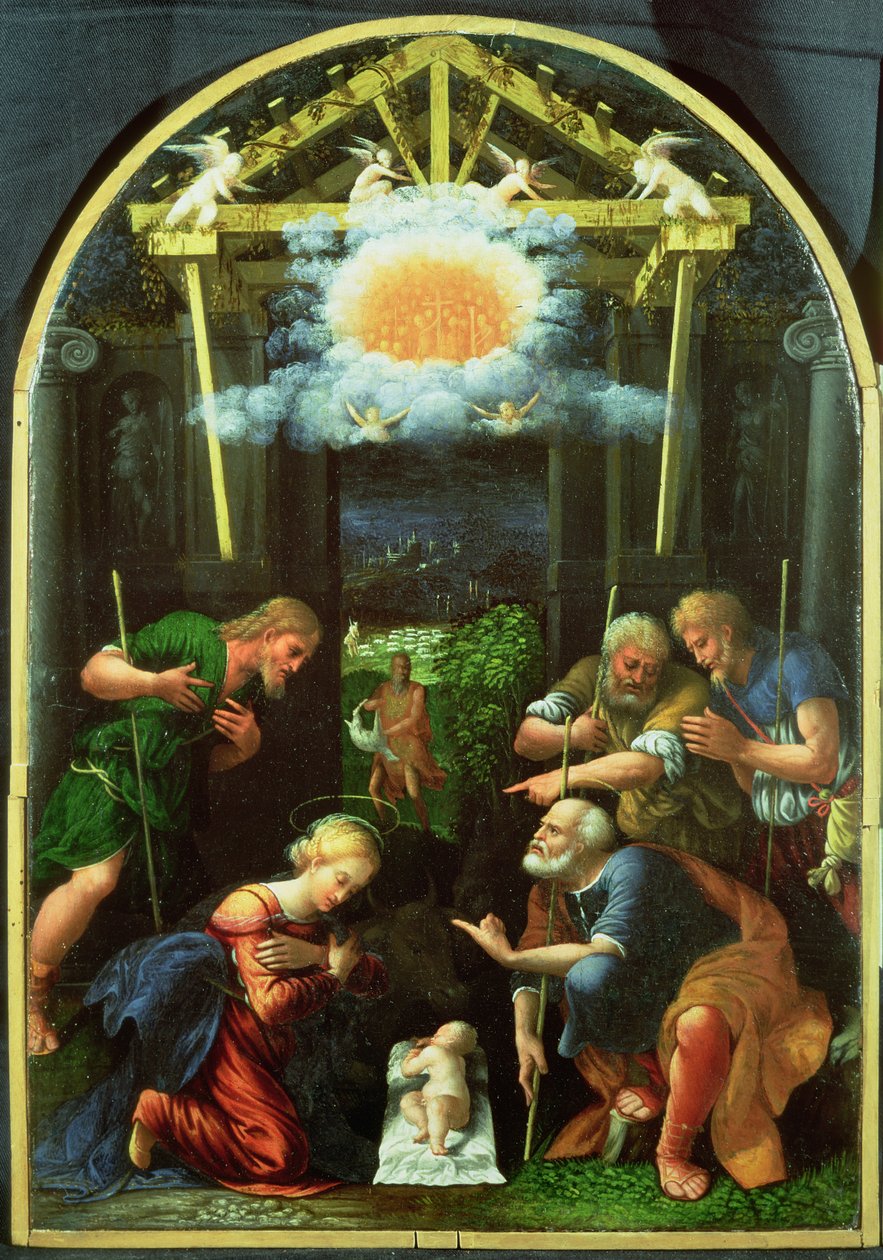 Adoracja pasterzy (olej na desce) autorstwa Master of the Twelve Apostles