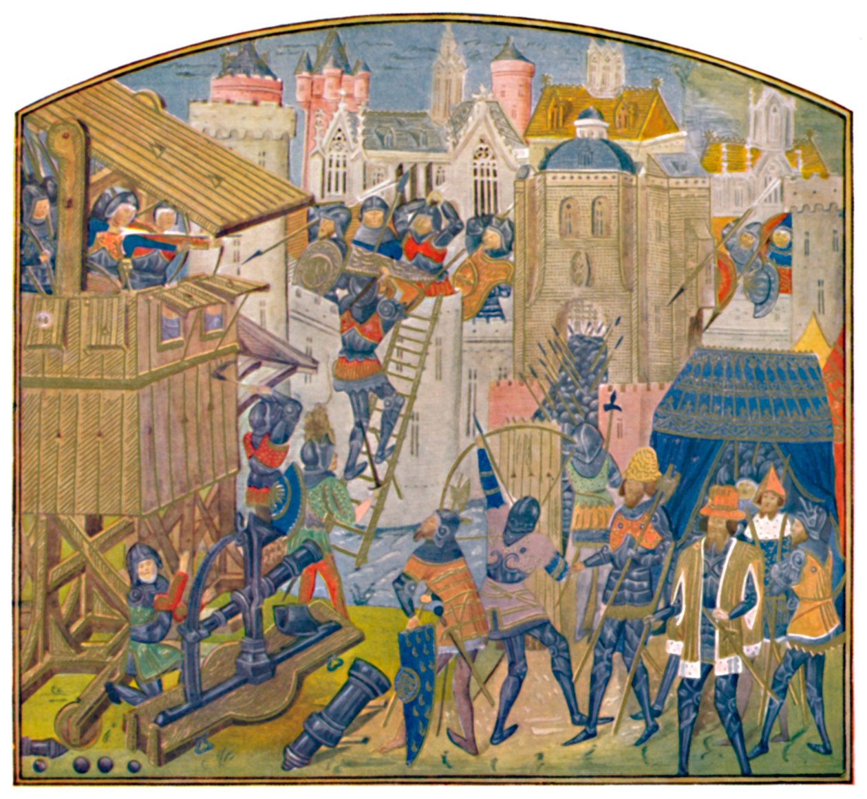 „Pociąg oblężniczy, XV wiek MS. Roya. 14 E. iv.