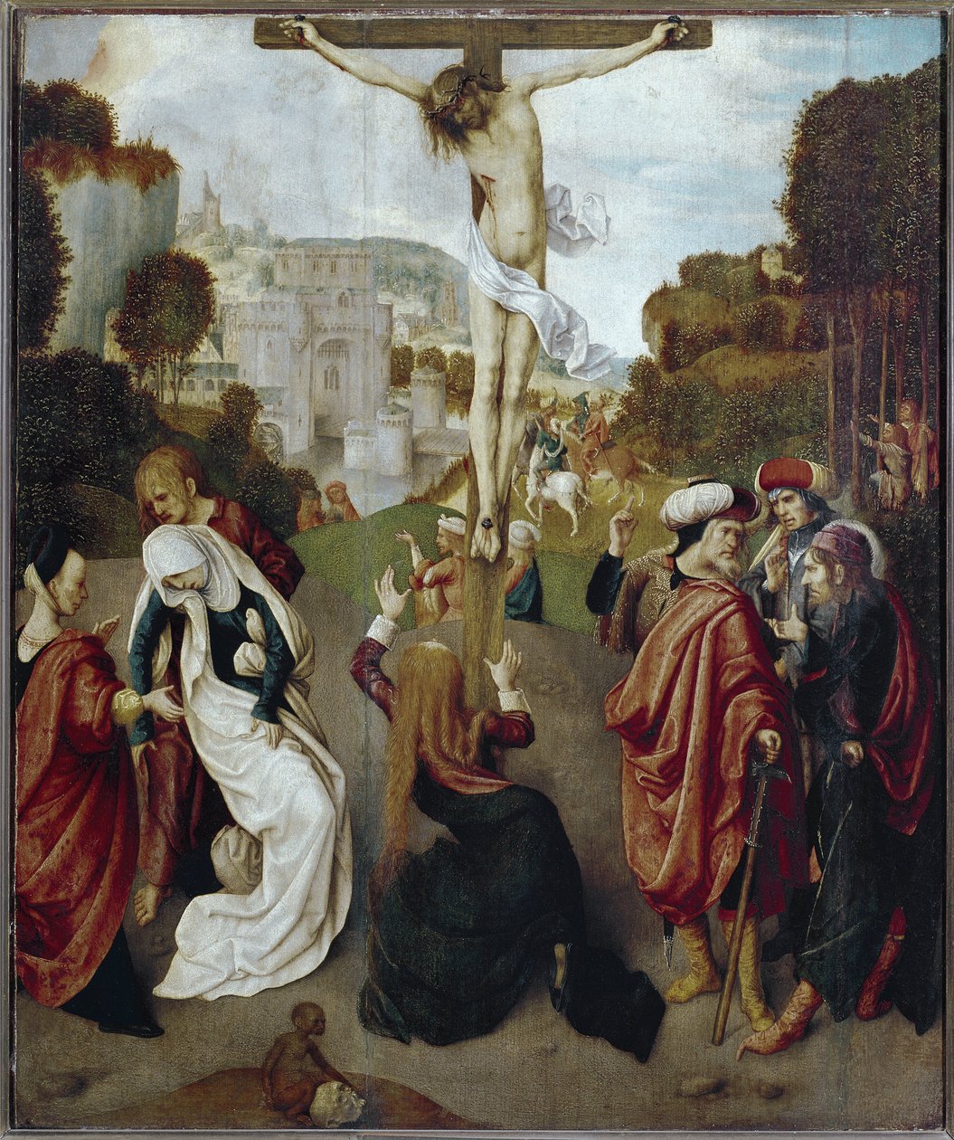 Ukrzyżowanie (olej na drewnie, ok.1483-1498) autorstwa Master of the Virgo Inter Virgines