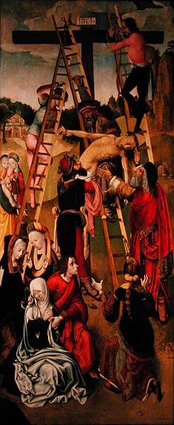 Osadzanie, boczny panel tryptyku, ok. 1490 (olej na panelu) (patrz także 152538) autorstwa Master of the Virgo Inter Virgines