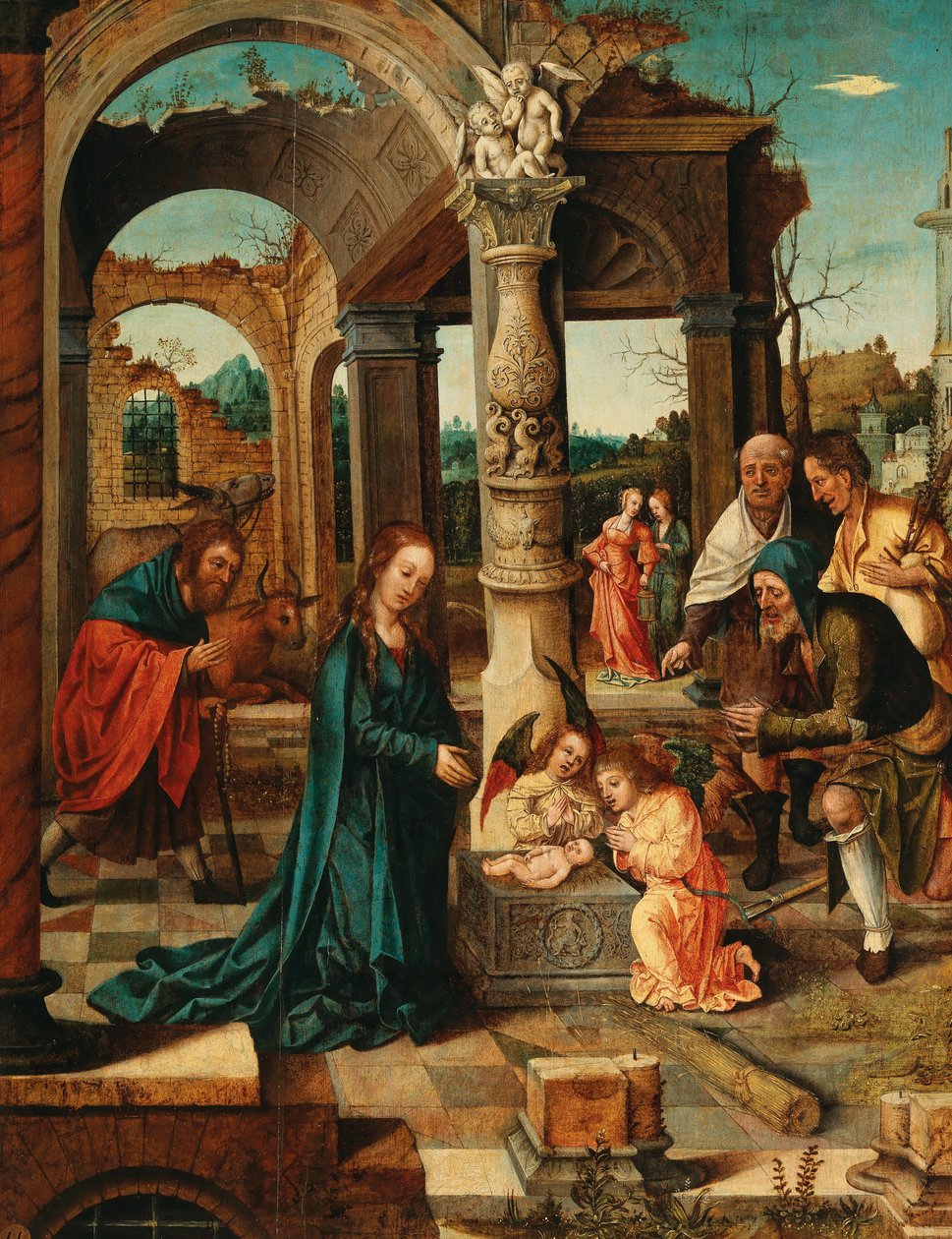 Mistrz Von Groote - Adoracja przez pasterzy autorstwa Master of the von Groote Adoration