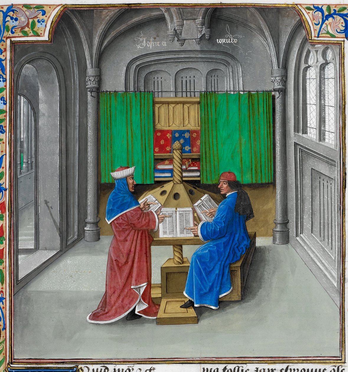 Boccaccio i Petrarka Od: De casibus virorum illustrium autorstwa Giovanniego Boccaccio autorstwa Master of the White inscriptions